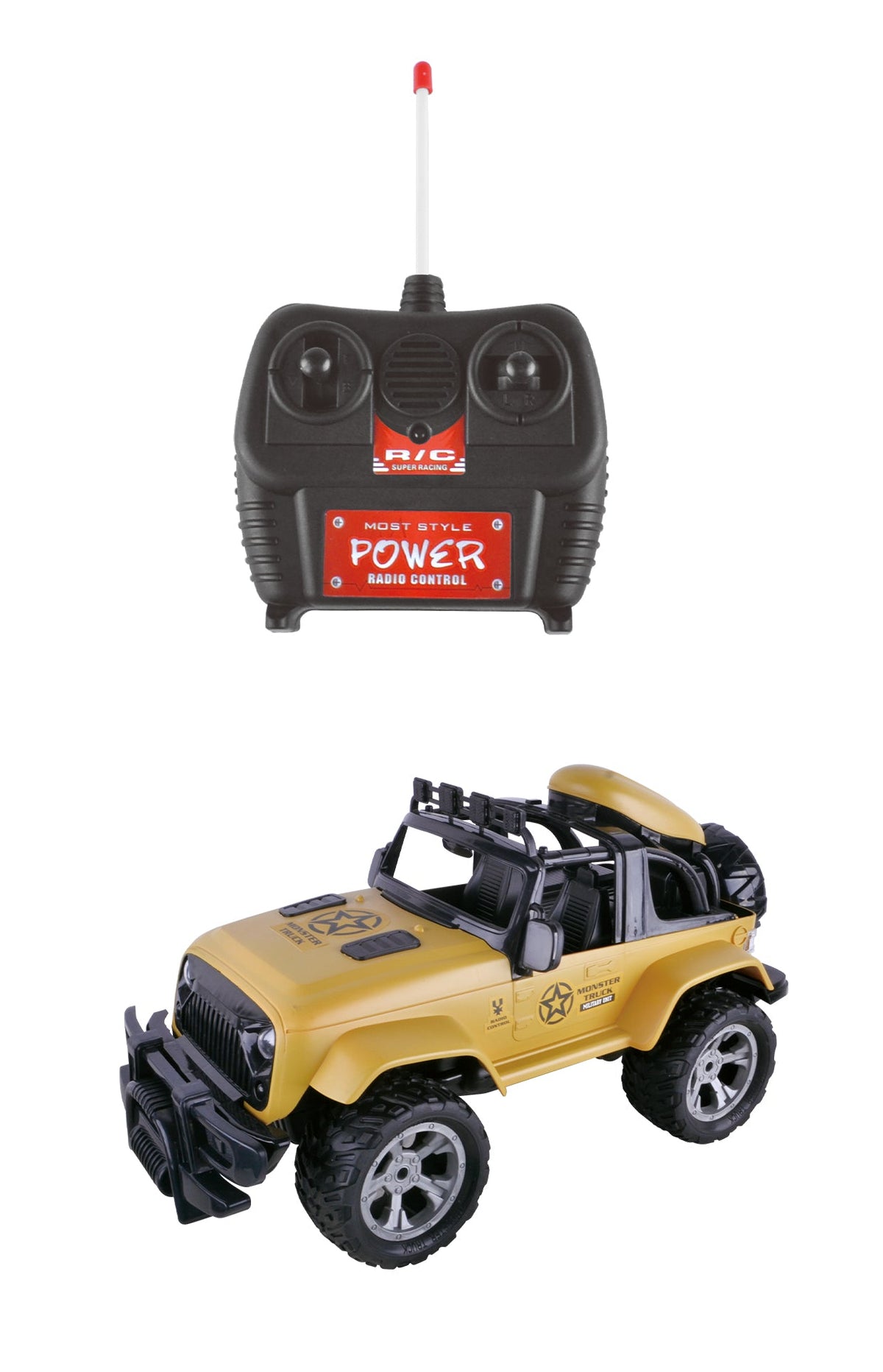 Kidzpro 1:10 RC Monster Truck with Lights - Assorted Colors, Random Selection