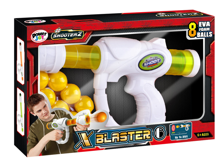 Power Joy Shooterz X-Blaster 6 Foam Ball Blaster with 8 EVA Foam Balls for Kids
