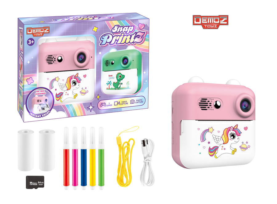 Demoz Snapprintz Pink Kids Camera Battery-Operated Electronic Toy