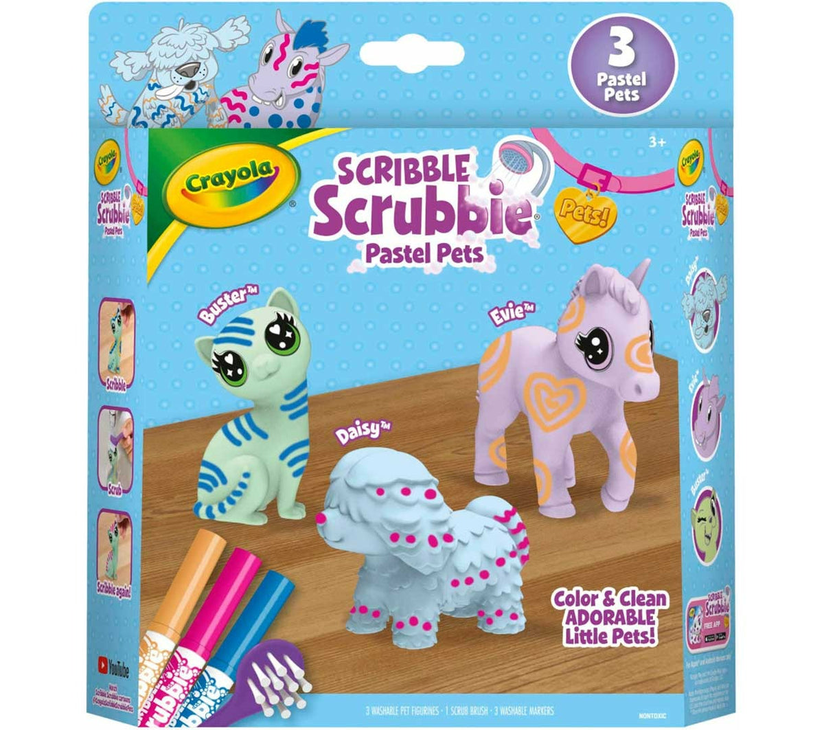 Crayola Scribble Scrubbie Pastel Pet Coloring Set 3-pieces