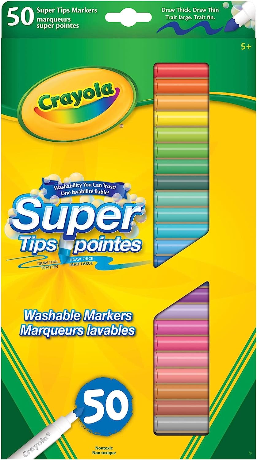 Crayola SuperTips Fine & Broad Tip Washable Markers 50-pieces