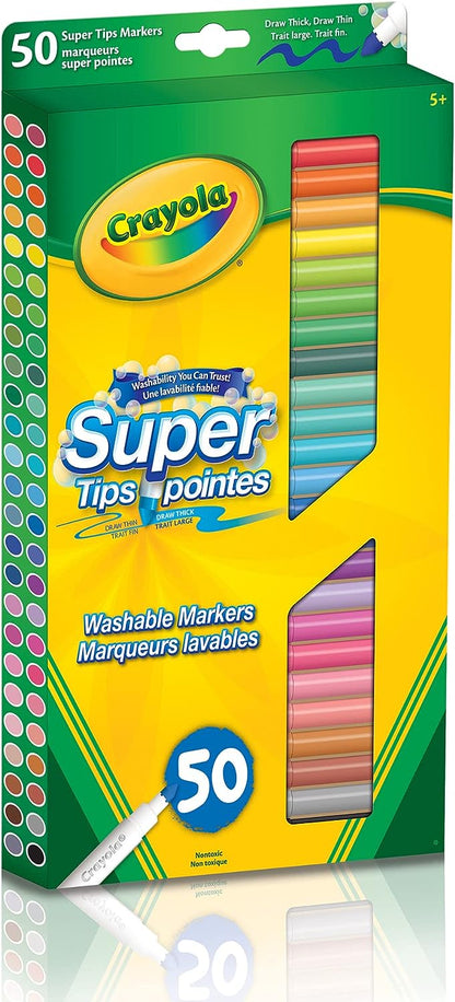 Crayola SuperTips Fine & Broad Tip Washable Markers 50-pieces