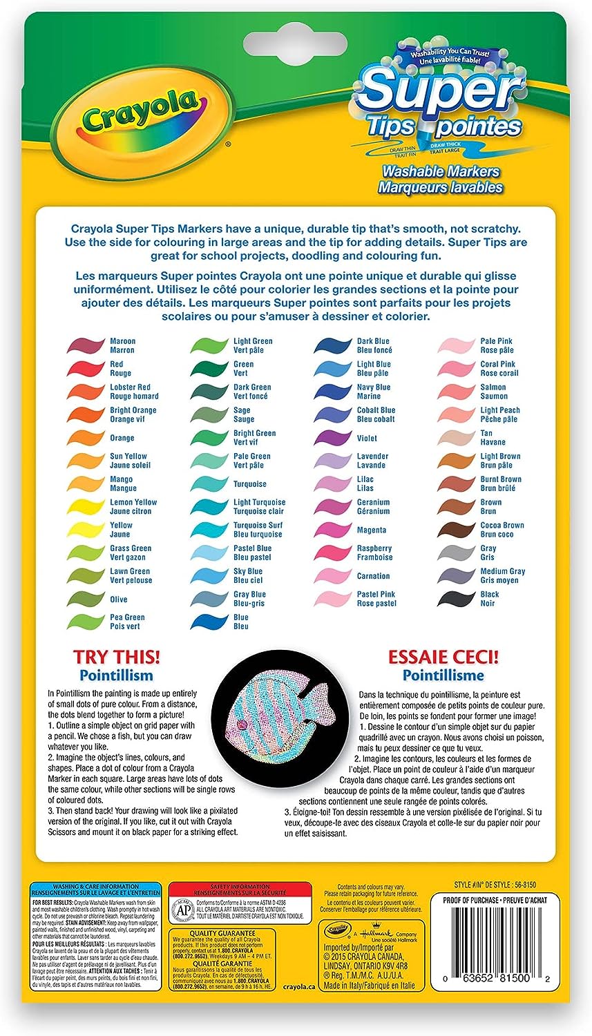 Crayola SuperTips Fine & Broad Tip Washable Markers 50-pieces