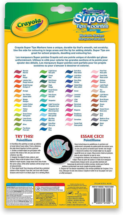 Crayola SuperTips Fine & Broad Tip Washable Markers 50-pieces