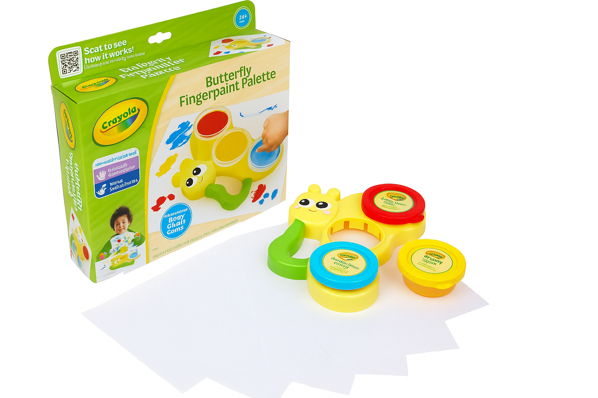 Crayola Butterfly Fingerpaint Palette with 3 Colors and 10 Activity Sheets for Toddlers