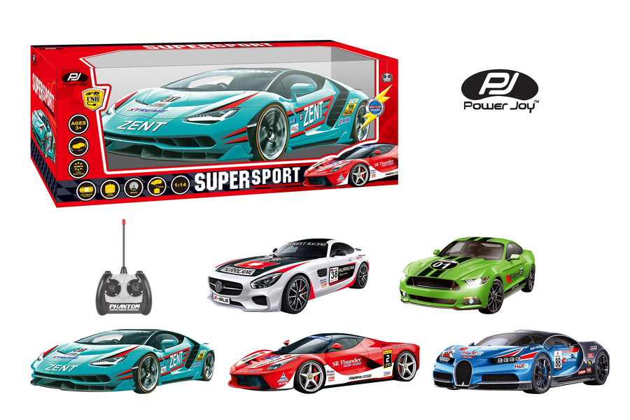 Power Joy RC Super Sport 1:14 Battery-Operated Assorted Colors -Sold per piece (Random Selection)