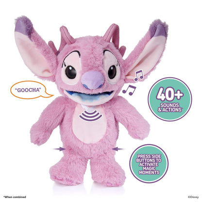Disney Stitch Angel RealFX Palm Puppet Interactive Talking Plush Toy with Sounds & Animated Mouth