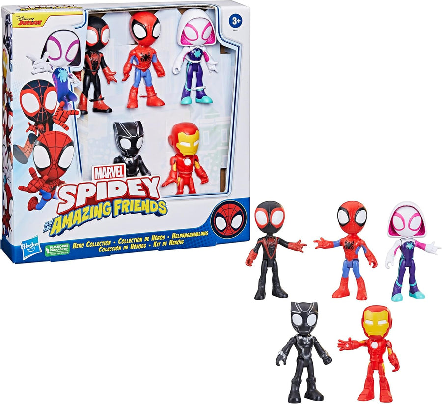 Spidey and His Amazing Friends Hero Collection 5-Pack Action Figures  10cm Marvel Superhero Toy Set for Kids