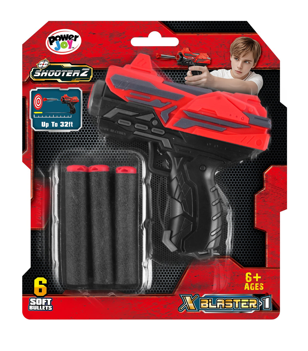 Power Joy Shooterz X-Blaster 1 Foam Dart Blaster with 6 Foam Darts for Kids