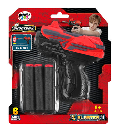 Power Joy Shooterz X-Blaster 1 Foam Dart Blaster with 6 Foam Darts for Kids
