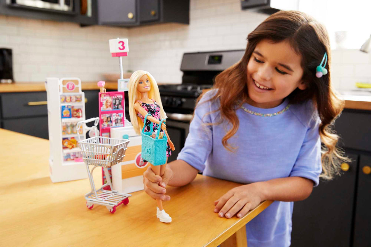 Barbie Doll and Supermarket-themed with Accessories Playset for Kids