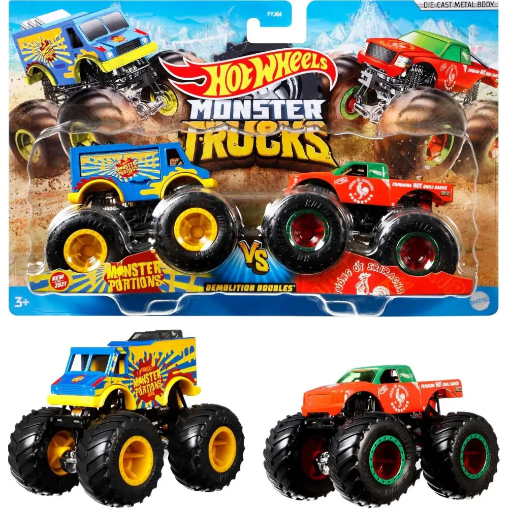 Hot Wheels Monster Trucks 1:64 Scale Demolition Doubles Assortment