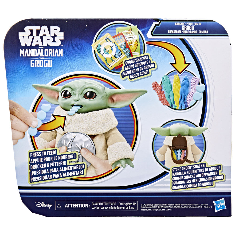 Star Wars Snackin' Grogu Action Figure 6.5-Inch Toy with 6 Pretend Snacks