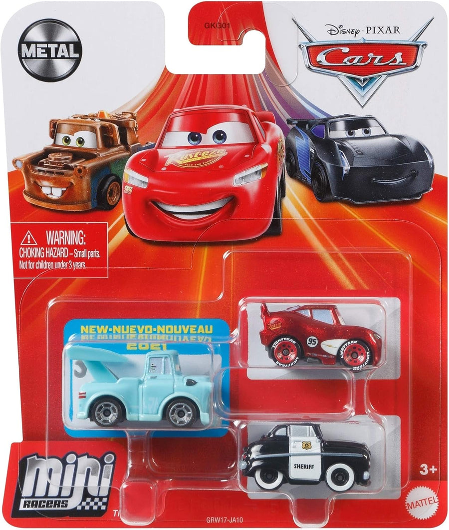 Disney & Pixar Cars Mini Racer Die-Cast 3 Pack Assorted Colors & Design - Toys for Kids (Selection is random and subject to availability)