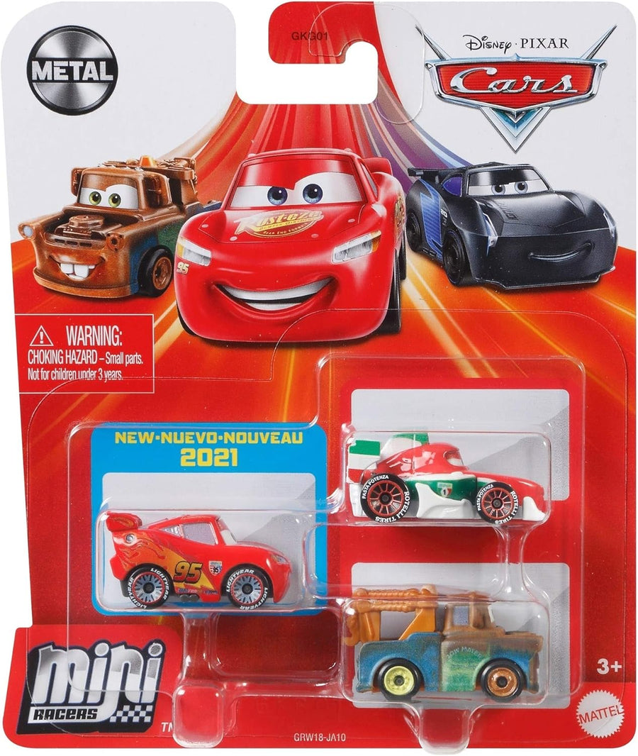 Disney & Pixar Cars Mini Racer Die-Cast 3 Pack Assorted Colors & Design - Toys for Kids (Selection is random and subject to availability)