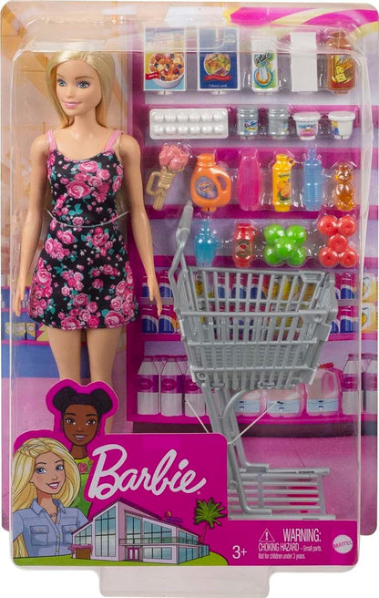Barbie Doll & Supermarket Playset with Shopping Accessories