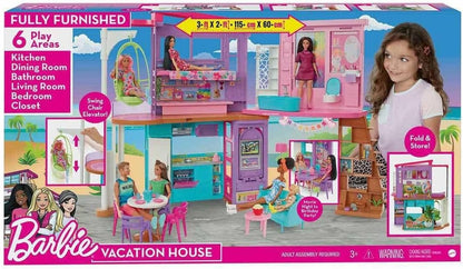 Barbie Vacation House 2-Story Dollhouse Playset with Furniture & Accessories