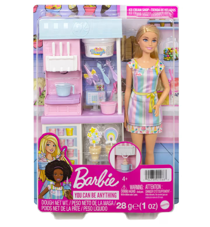 Barbie Ice Cream Shop Playset with Fashion Doll & Accessories