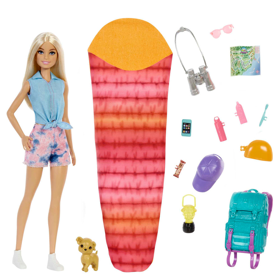 Barbie Malibu Camping Fashion Doll with Puppy & Camping Accessories