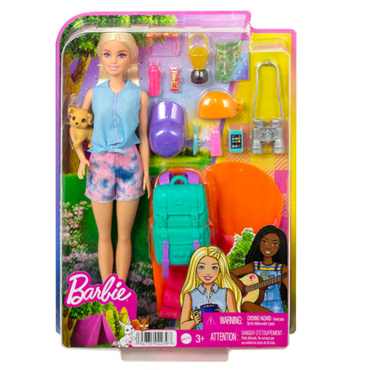 Barbie Malibu Camping Fashion Doll with Puppy & Camping Accessories