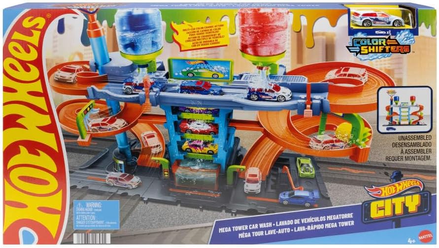 Hot Wheels Color Shifters Mega Tower Car Wash Playset
