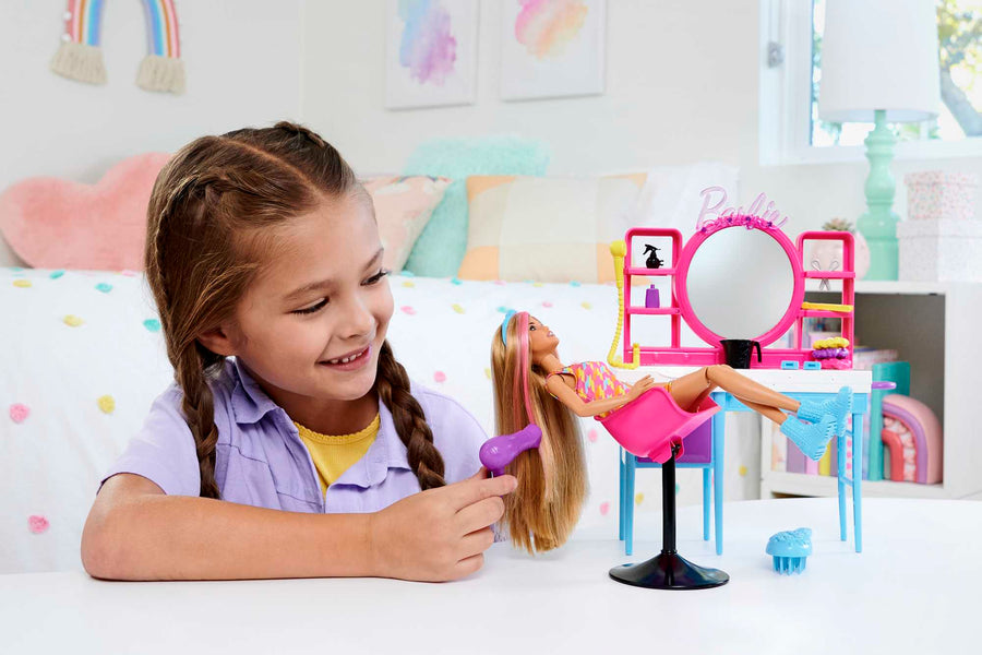 Barbie Hair Salon Playset with Doll Beauty Toy for Kids