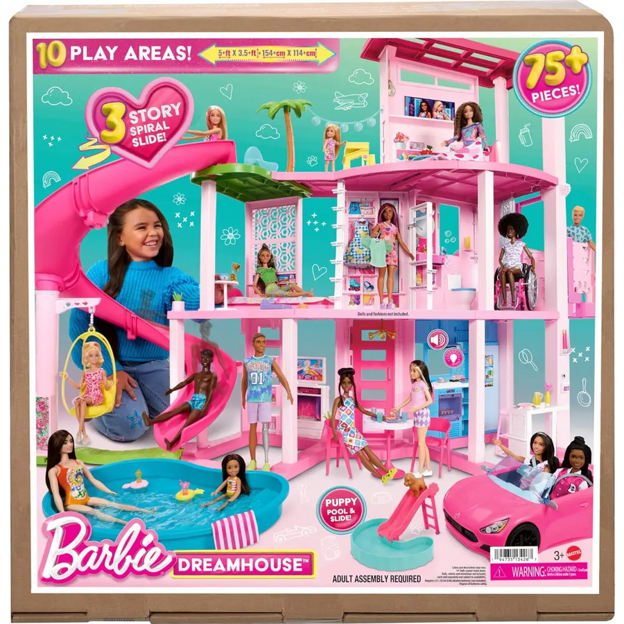 Barbie Dreamhouse Pool Party Doll House 3-Story Slide Toys for Kids