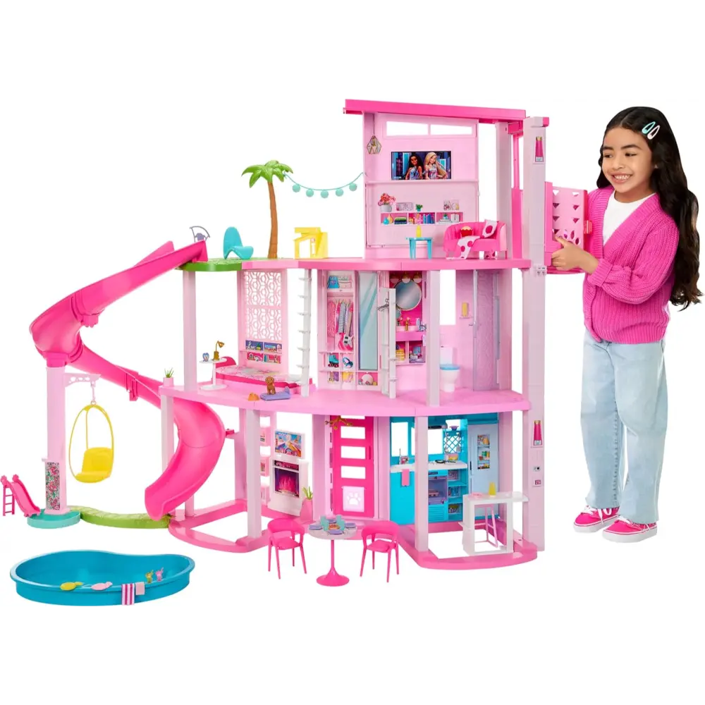 Barbie Dreamhouse Pool Party Doll House 3-Story Slide Toys for Kids