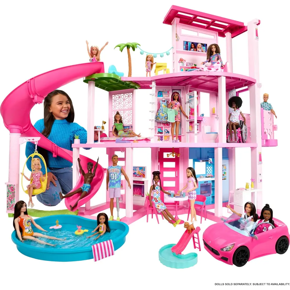 Barbie Dreamhouse Pool Party Doll House 3-Story Slide Toys for Kids