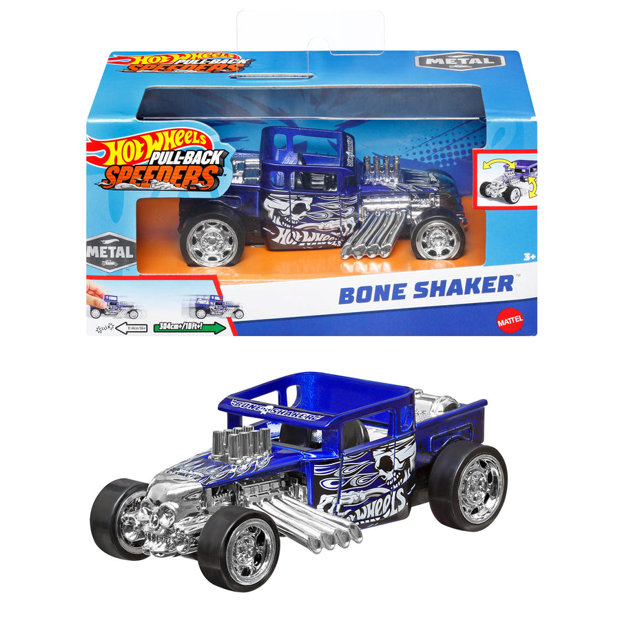 Hot Wheels Pull-Back Speeders Bone Shaker Die-Cast Vehicle Toy for Kids
