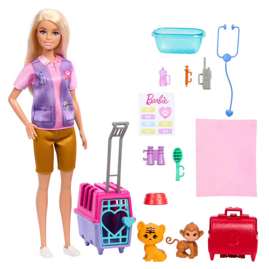 Barbie Animal Rescue & Release Doll Playset with Animals & Accessories