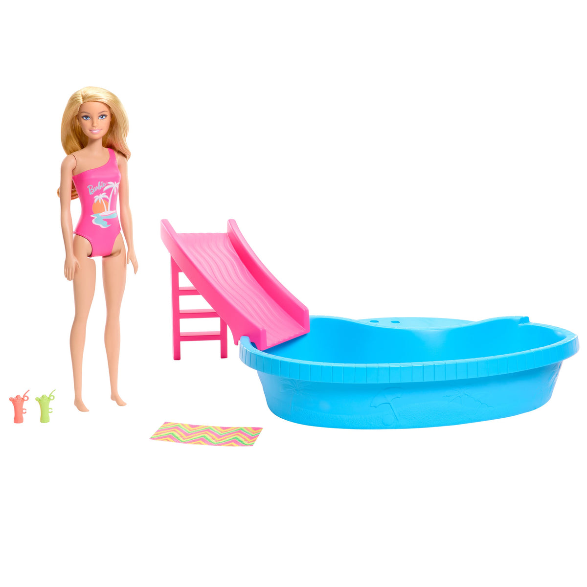 Barbie Doll and Pool Playset with Slide & Accessories for Kids