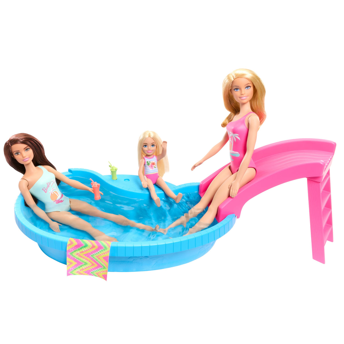 Barbie Doll and Pool Playset with Slide & Accessories for Kids