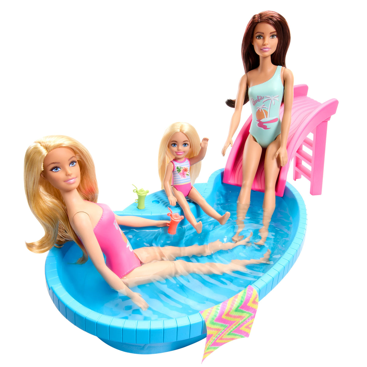 Barbie Doll and Pool Playset with Slide & Accessories for Kids