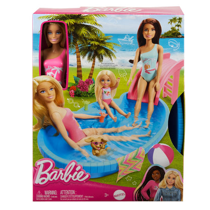 Barbie Doll and Pool Playset with Slide & Accessories for Kids