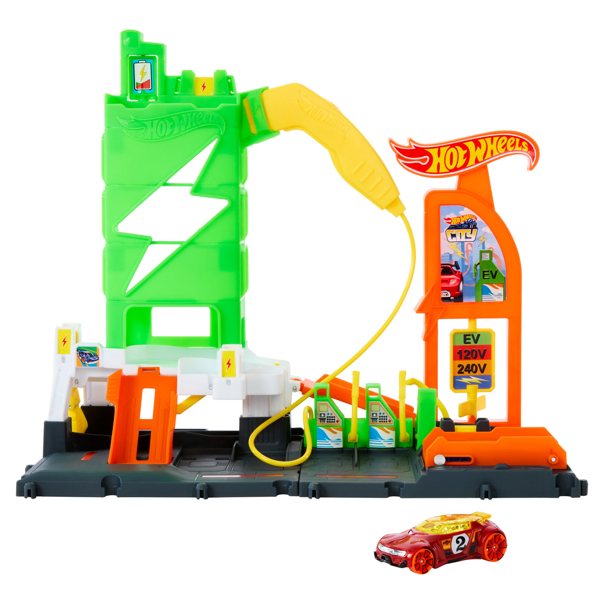 Hot Wheels City Super Recharge Fuel Station Playset with Toy Car