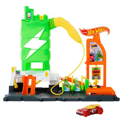 Hot Wheels City Super Recharge Fuel Station Playset with Toy Car