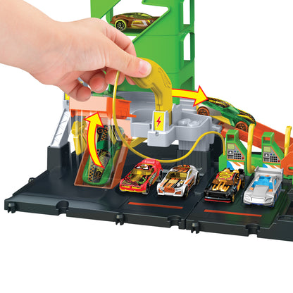 Hot Wheels City Super Recharge Fuel Station Playset with Toy Car