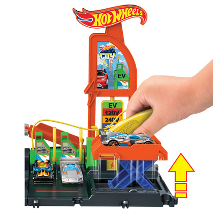 Hot Wheels City Super Recharge Fuel Station Playset with Toy Car