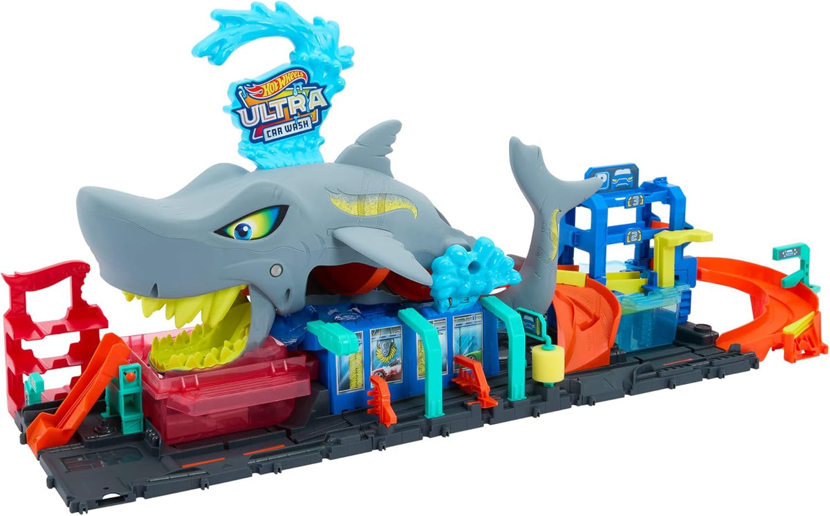 Hot Wheels City Ultra Shark Car Wash Playset for Kids