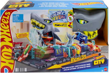 Hot Wheels City Ultra Shark Car Wash Playset for Kids