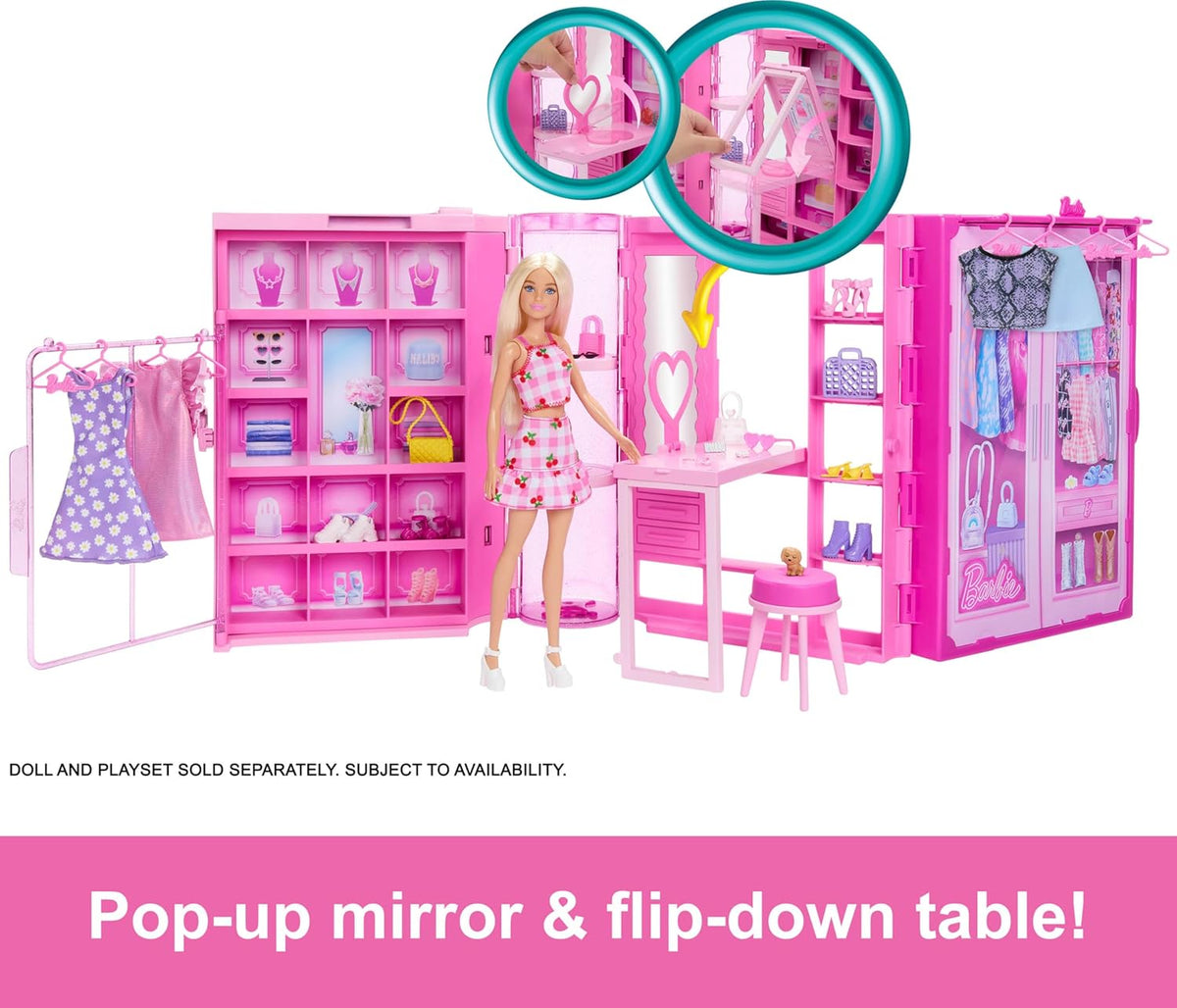 Barbie Fashion Doll Playset with Dream Closet & Accessories for Kids
