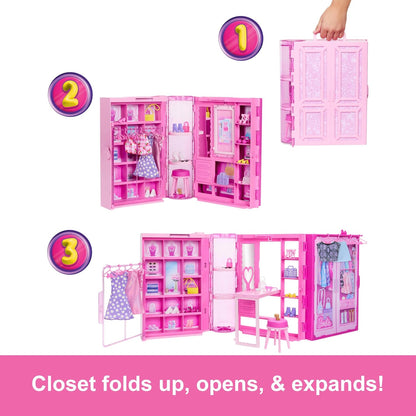 Barbie Fashion Doll Playset with Dream Closet & Accessories for Kids