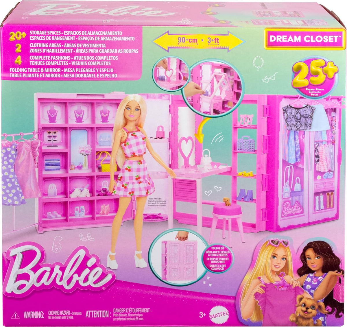 Barbie Fashion Doll Playset with Dream Closet & Accessories for Kids