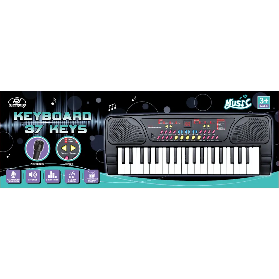 Power Joy Music Keyboard 37 keys with Mic Battery-Operated