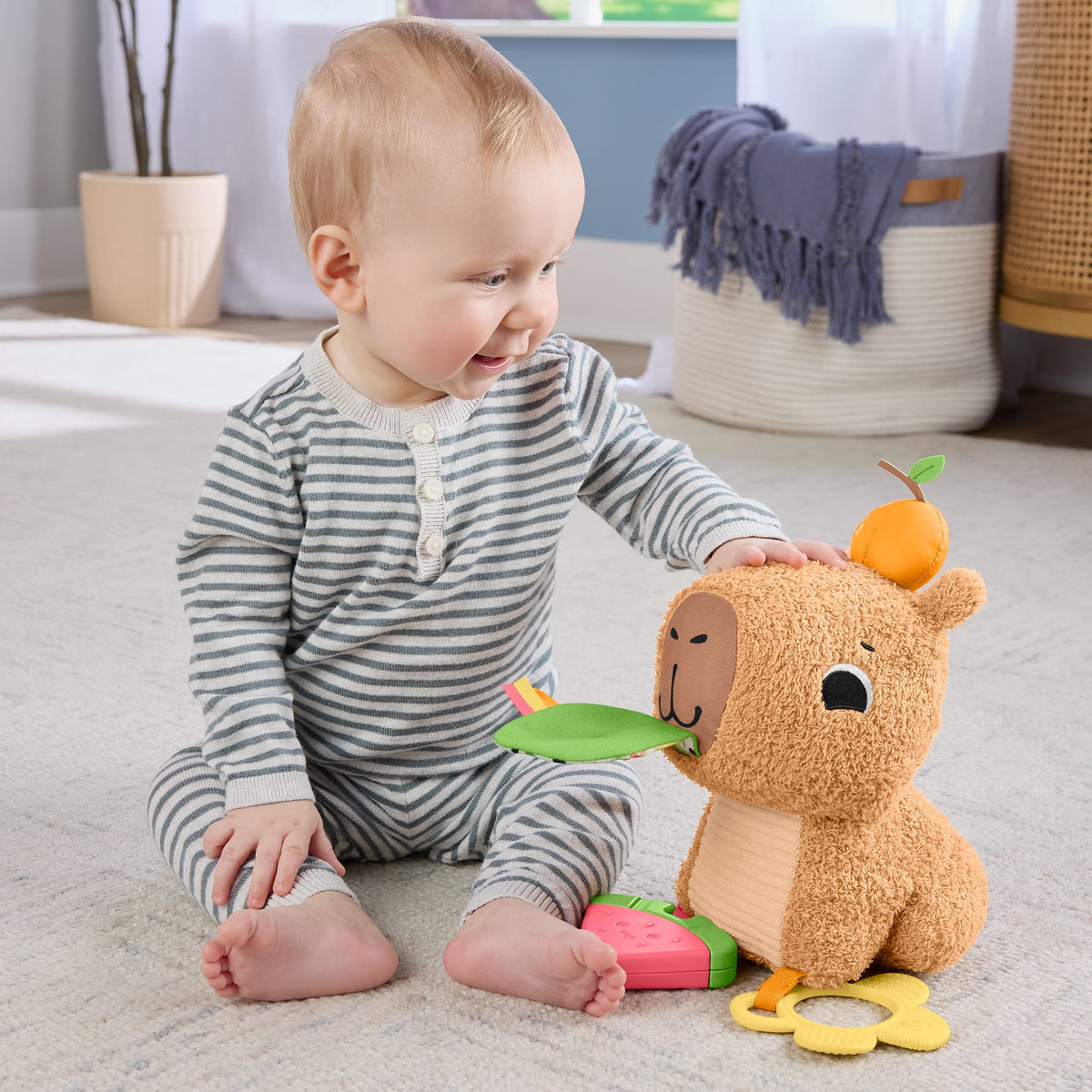 Fisher-Price Sensory Snuggly Snacky Capybara Baby Toy