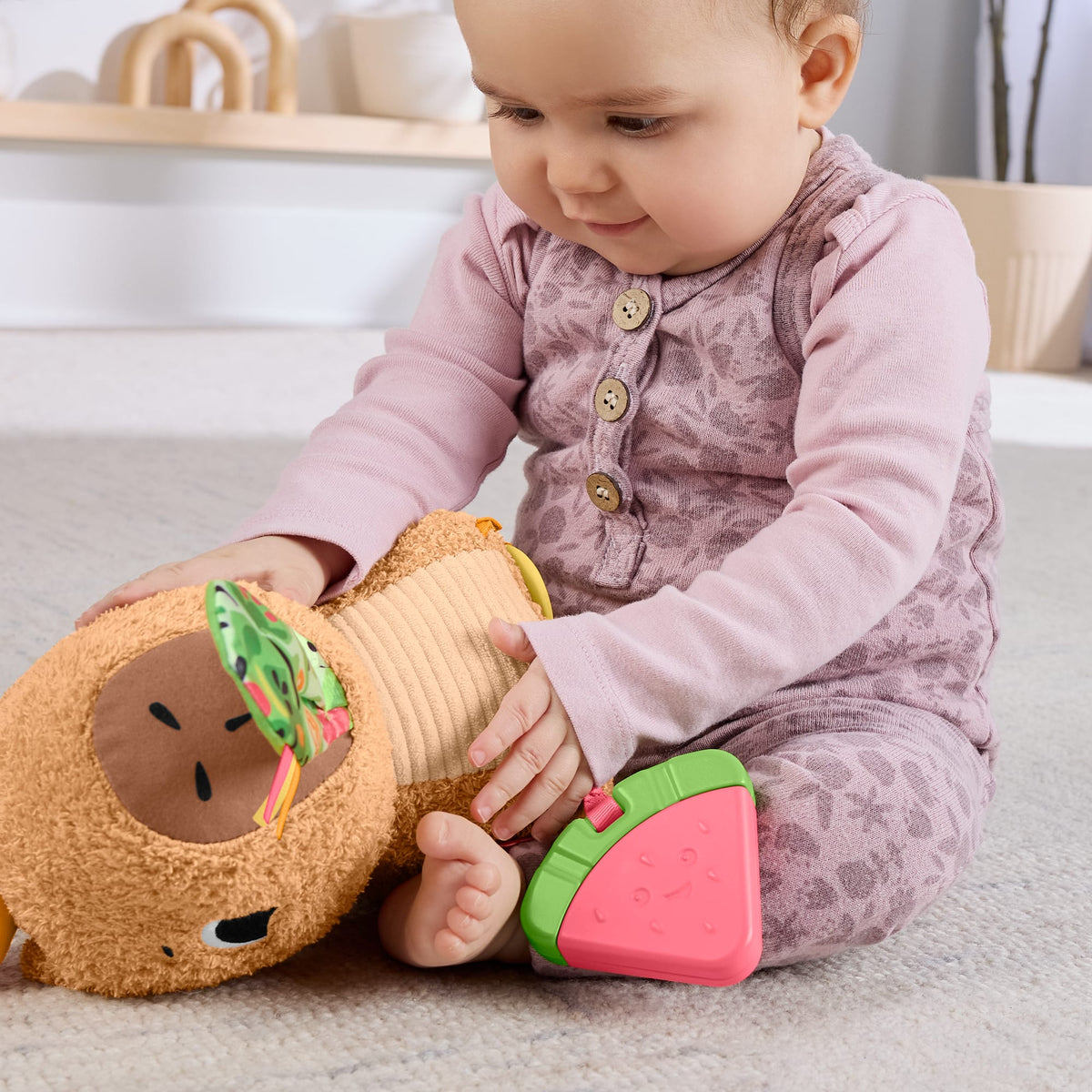 Fisher-Price Sensory Snuggly Snacky Capybara Baby Toy