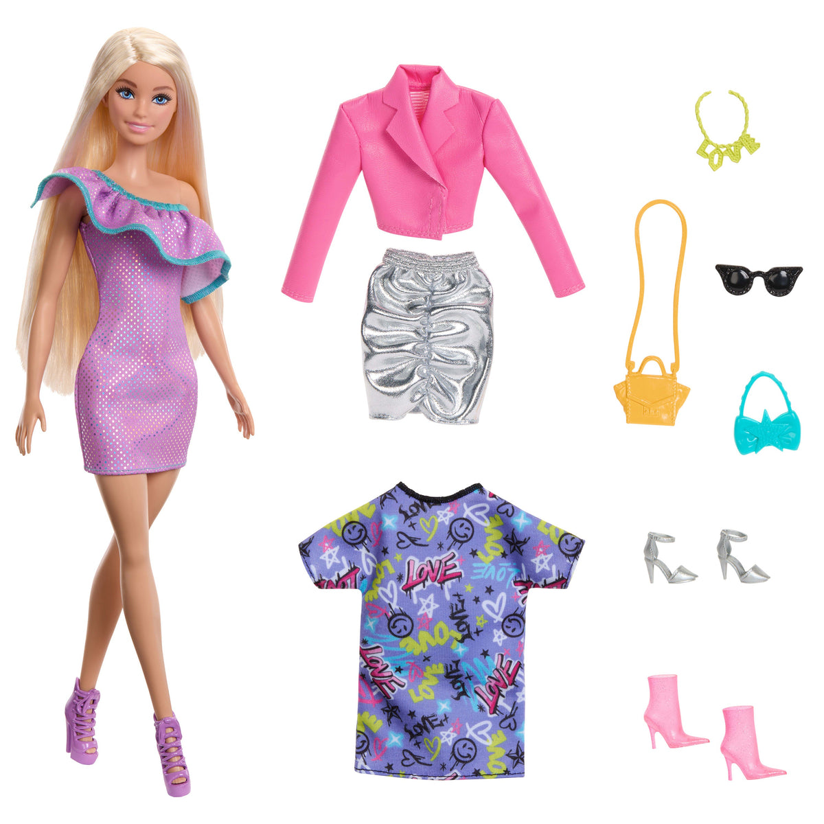 Barbie Doll with 3 Fashion Outfits Playset