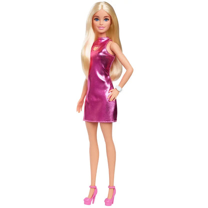 Barbie Fashionistas with Blonde Hair in Metallic Pink Mini Dress