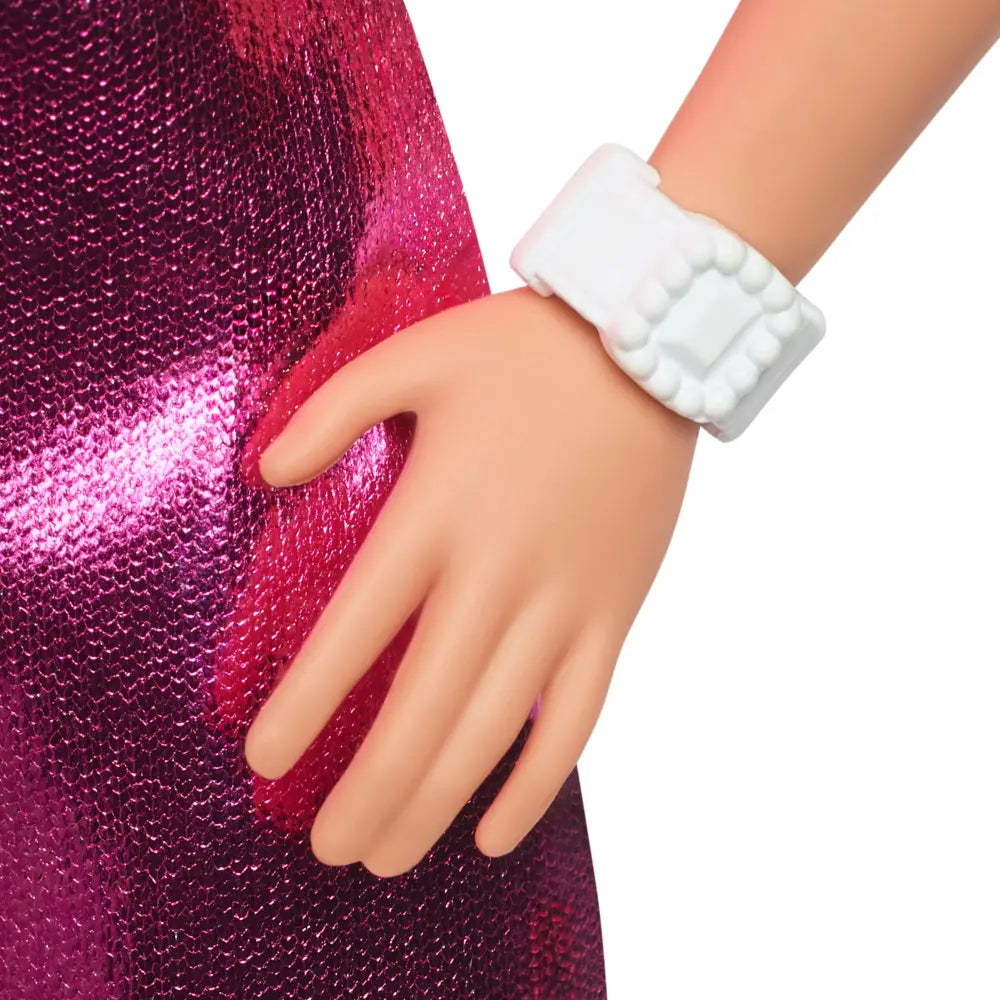 Barbie Fashionistas with Blonde Hair in Metallic Pink Mini Dress